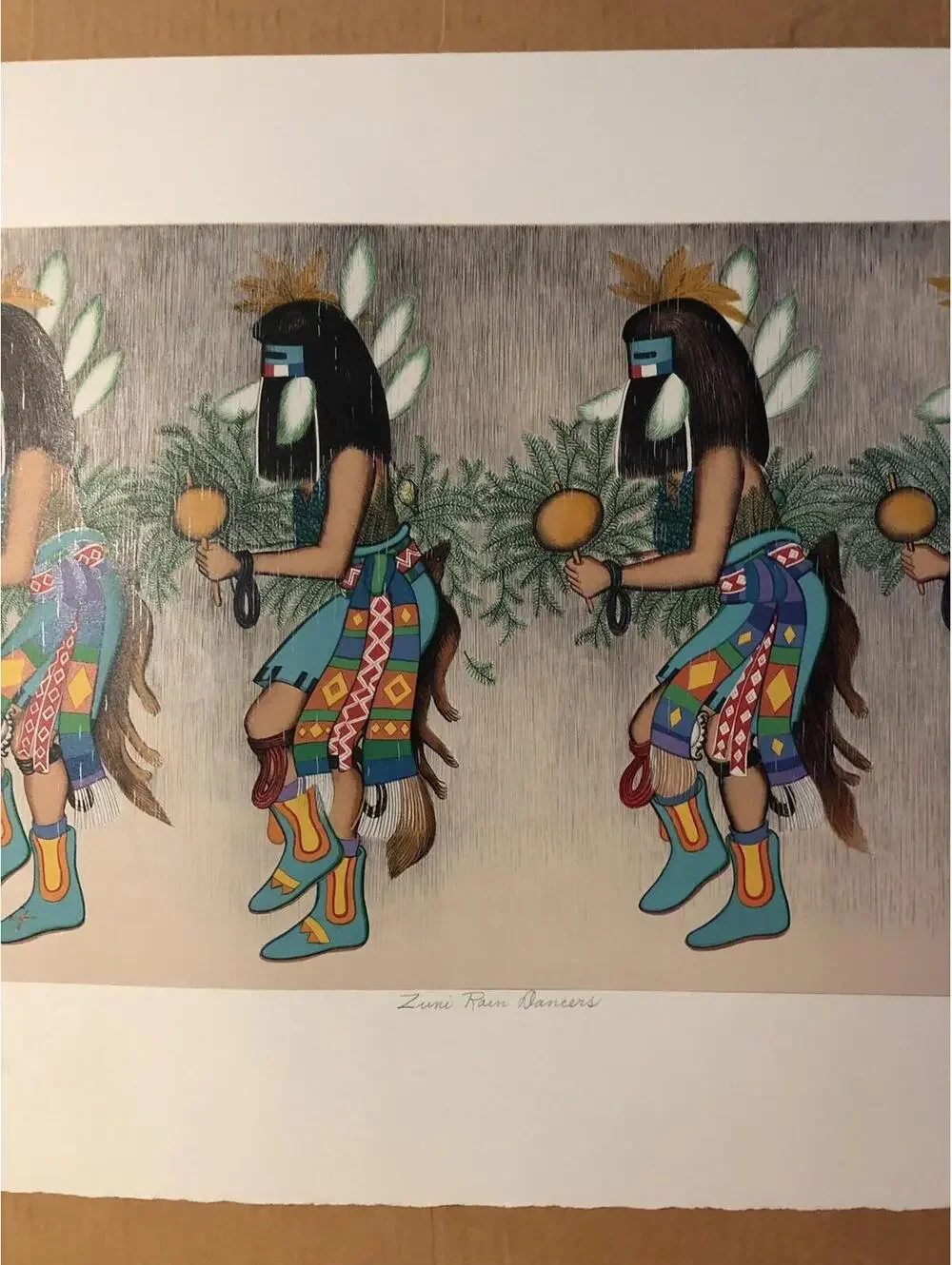 Rain Dancer Original Vintage Native American Poster Colorful Birds 1980's - Picture 3 of 11